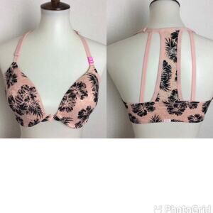 Victoria's Secret Pink Lingerie Bra Floral Lace Racerback